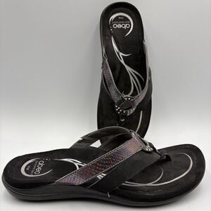 Abeo Bio System  8 N Flip Flop Leather Women Sandal Shoes Black Mermaid Scale